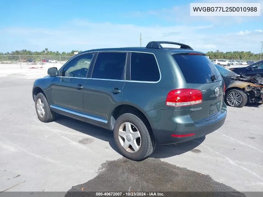 2005 Volkswagen Touareg V6 VIN: WVGBG77L25D010988 Lot: 40672007