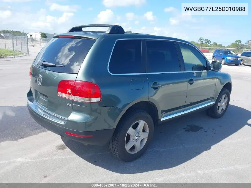 2005 Volkswagen Touareg V6 VIN: WVGBG77L25D010988 Lot: 40672007