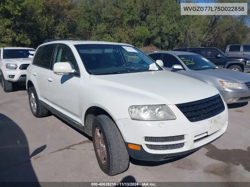 2005 Volkswagen Touareg V6 VIN: WVGZG77L75D022858 Lot: 40839210