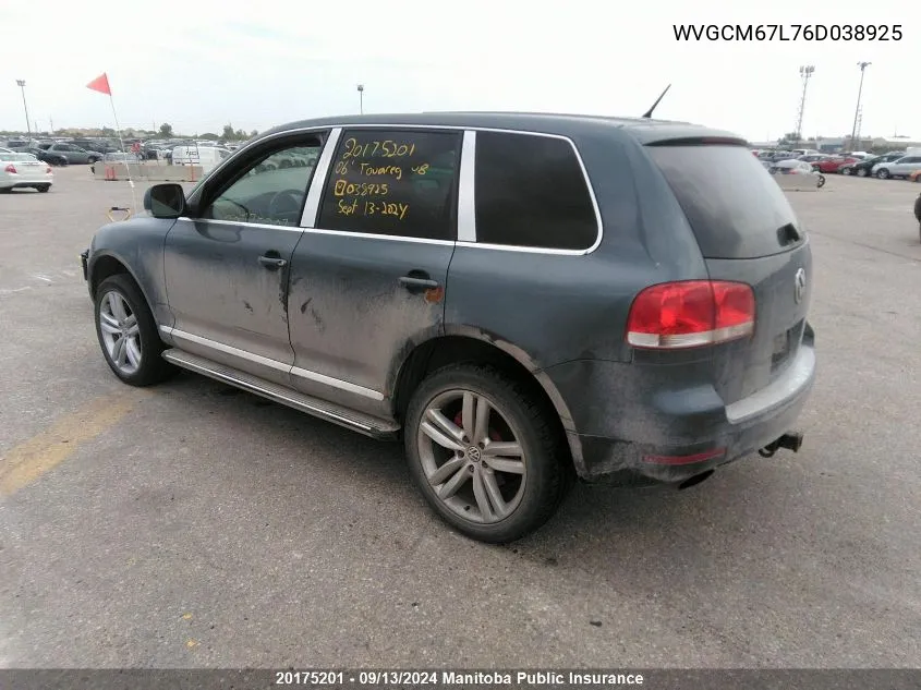 2006 Volkswagen Touareg V8 VIN: WVGCM67L76D038925 Lot: 20175201