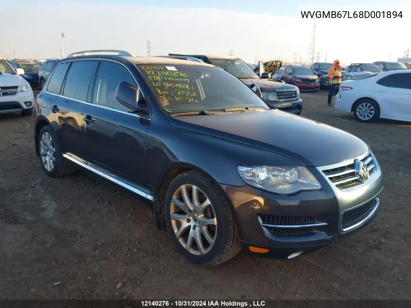 2008 Volkswagen Touareg 2 VIN: WVGMB67L68D001894 Lot: 12140276