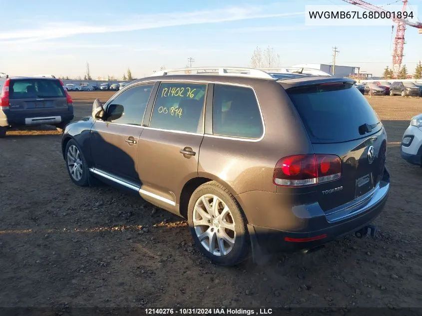 2008 Volkswagen Touareg 2 VIN: WVGMB67L68D001894 Lot: 12140276