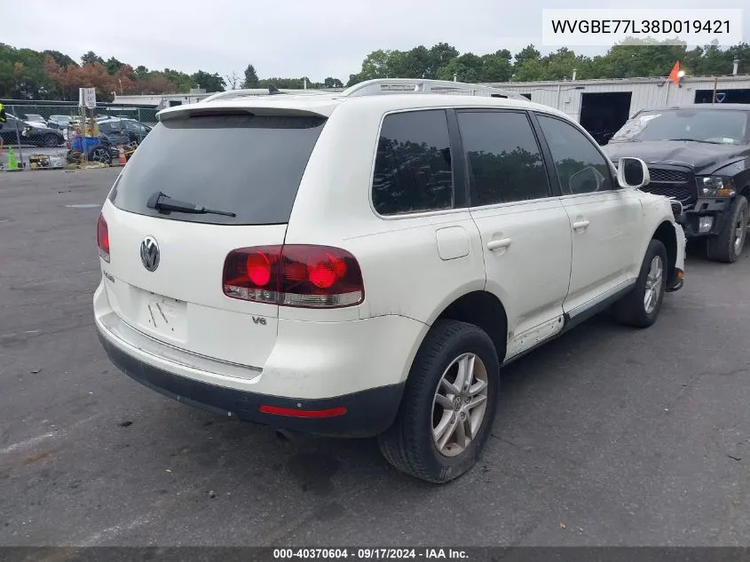 2008 Volkswagen Touareg 2 Vr6 Fsi VIN: WVGBE77L38D019421 Lot: 40370604