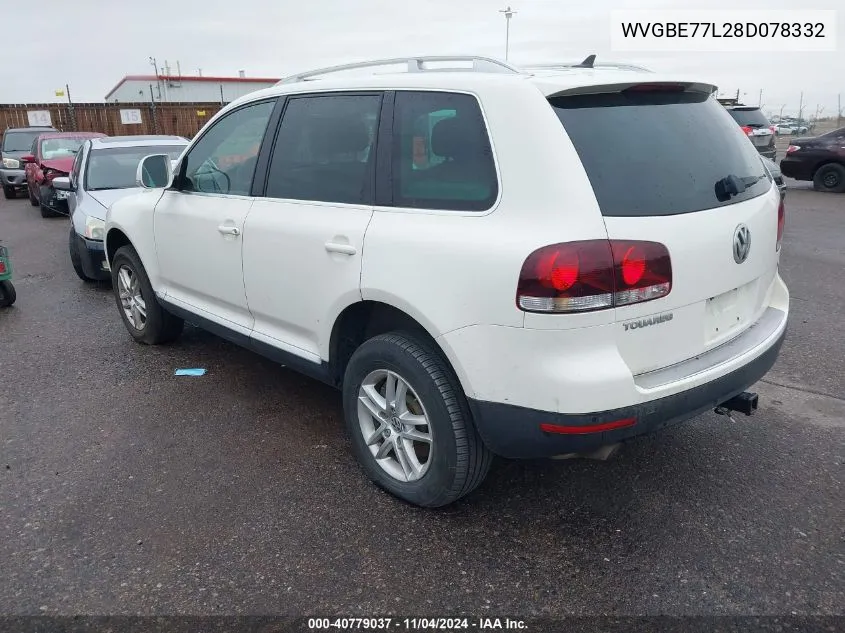 2008 Volkswagen Touareg 2 Vr6 Fsi VIN: WVGBE77L28D078332 Lot: 40779037