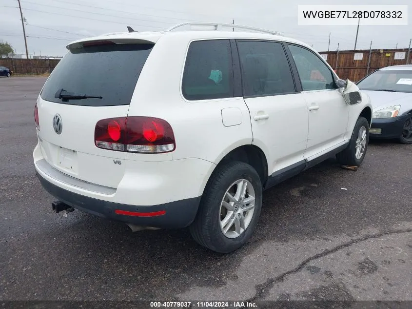 2008 Volkswagen Touareg 2 Vr6 Fsi VIN: WVGBE77L28D078332 Lot: 40779037