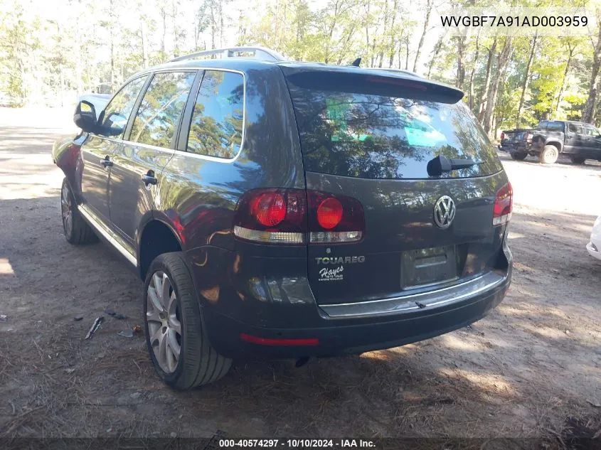 2010 Volkswagen Touareg Vr6 Fsi VIN: WVGBF7A91AD003959 Lot: 40574297