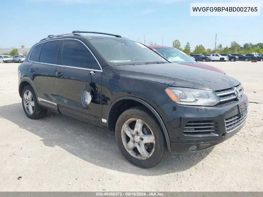 2011 Volkswagen Touareg Hybrid VIN: WVGFG9BP4BD002765 Lot: 40366373