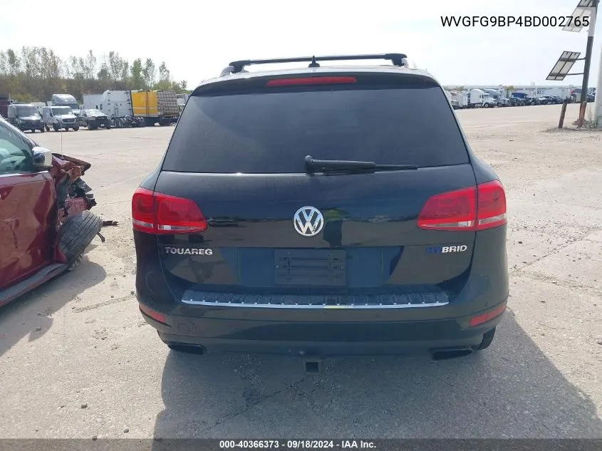 2011 Volkswagen Touareg Hybrid VIN: WVGFG9BP4BD002765 Lot: 40366373