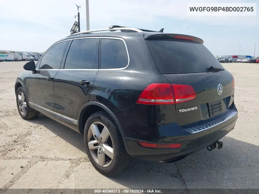 2011 Volkswagen Touareg Hybrid VIN: WVGFG9BP4BD002765 Lot: 40366373