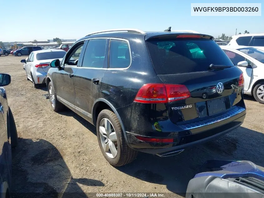 2011 Volkswagen Touareg Tdi Lux VIN: WVGFK9BP3BD003260 Lot: 40585307