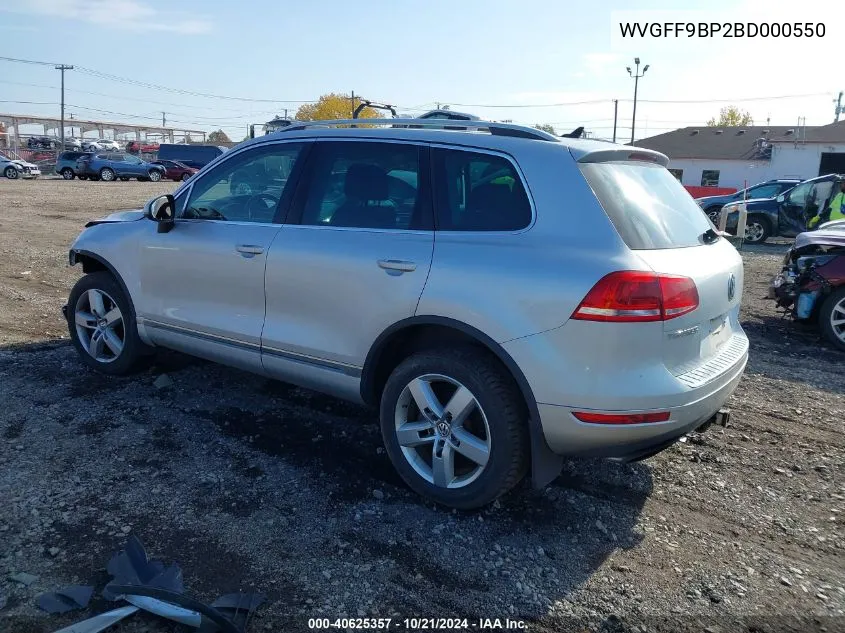 2011 Volkswagen Touareg Vr6 Lux VIN: WVGFF9BP2BD000550 Lot: 40625357