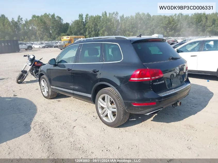 2012 Volkswagen Touareg VIN: WVGDK9BP3CD006331 Lot: 12093883