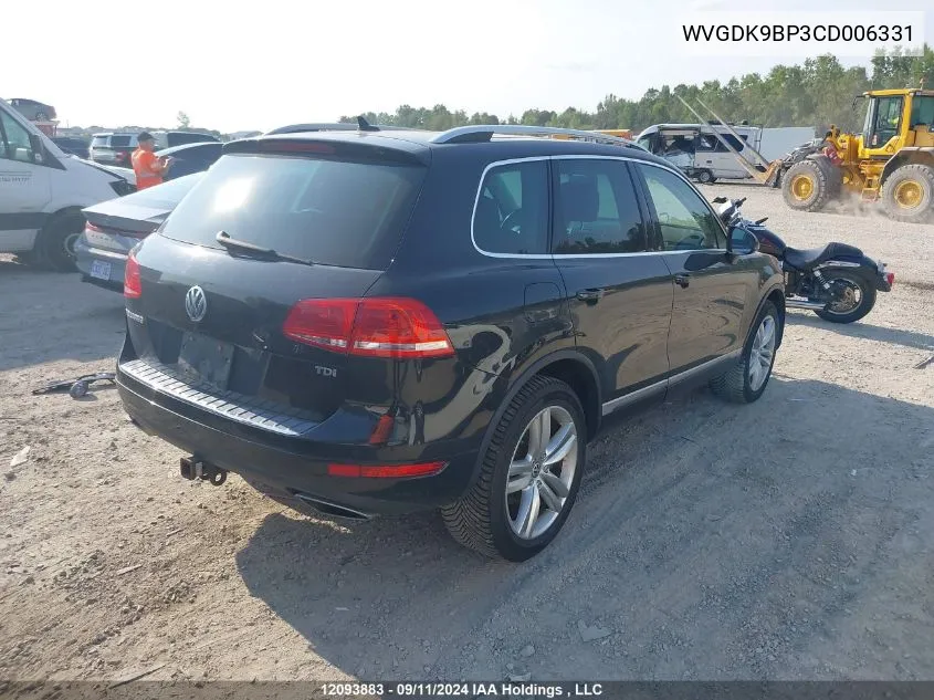 2012 Volkswagen Touareg VIN: WVGDK9BP3CD006331 Lot: 12093883