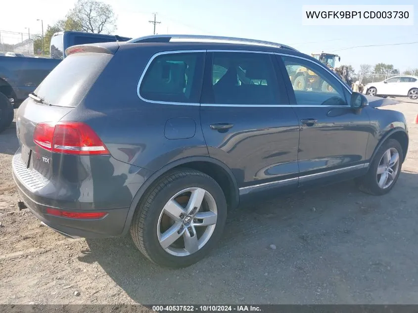 2012 Volkswagen Touareg Tdi Lux VIN: WVGFK9BP1CD003730 Lot: 40537522