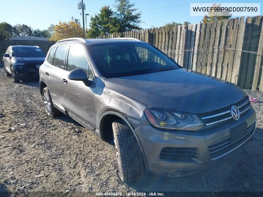 2012 Volkswagen Touareg Vr6 Sport VIN: WVGEF9BP9CD007590 Lot: 40596979