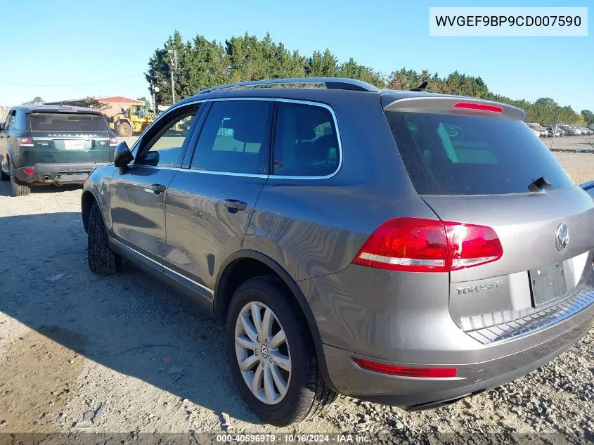 2012 Volkswagen Touareg Vr6 Sport VIN: WVGEF9BP9CD007590 Lot: 40596979