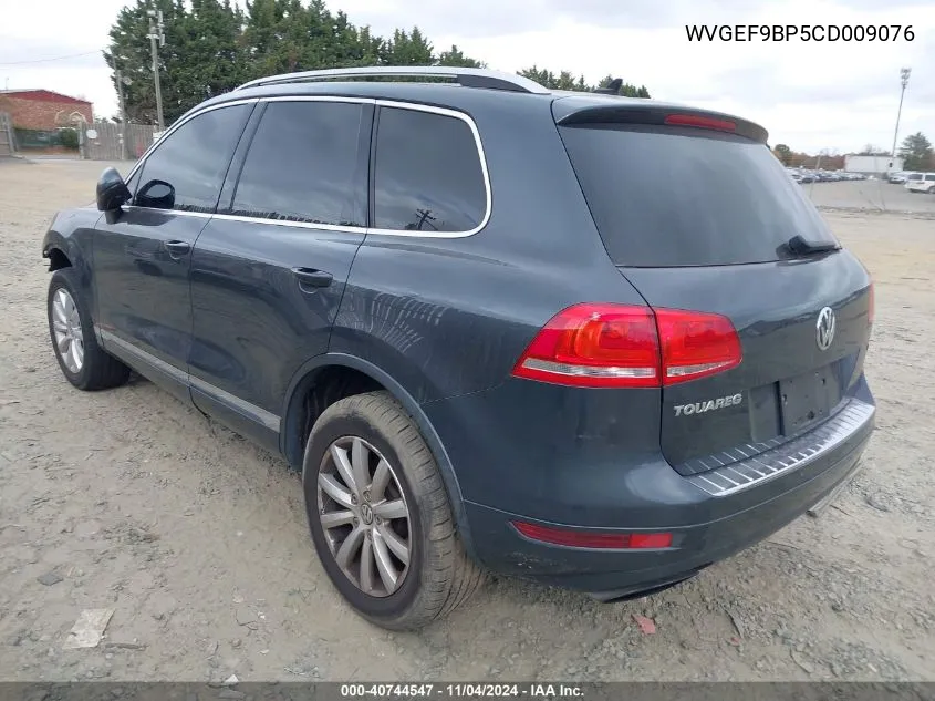 2012 Volkswagen Touareg Vr6 Executive/Vr6 Lux/Vr6 Sport VIN: WVGEF9BP5CD009076 Lot: 40744547