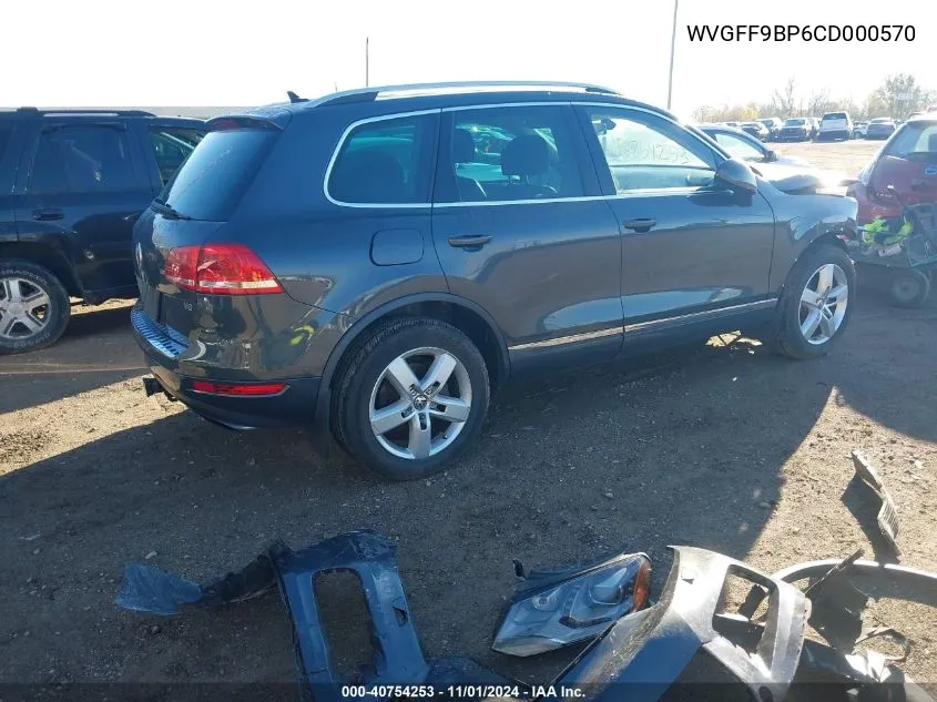 2012 Volkswagen Touareg Vr6 Lux VIN: WVGFF9BP6CD000570 Lot: 40754253