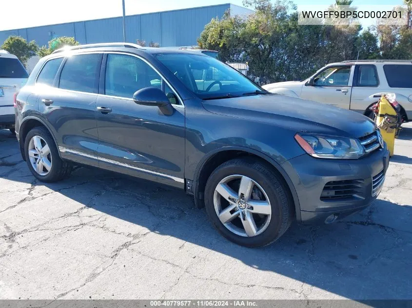 2012 Volkswagen Touareg Vr6 Executive/Vr6 Lux/Vr6 Sport VIN: WVGFF9BP5CD002701 Lot: 40779577