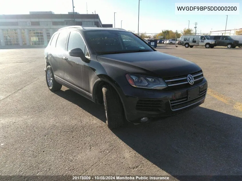 2013 Volkswagen Touareg V6 VIN: WVGDF9BP5DD000200 Lot: 20178009