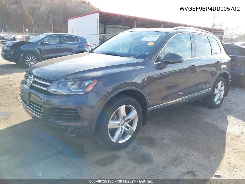 2013 Volkswagen Touareg Vr6 Lux VIN: WVGEF9BP4DD005702 Lot: 40726193