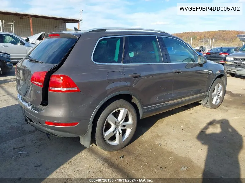 2013 Volkswagen Touareg Vr6 Lux VIN: WVGEF9BP4DD005702 Lot: 40726193