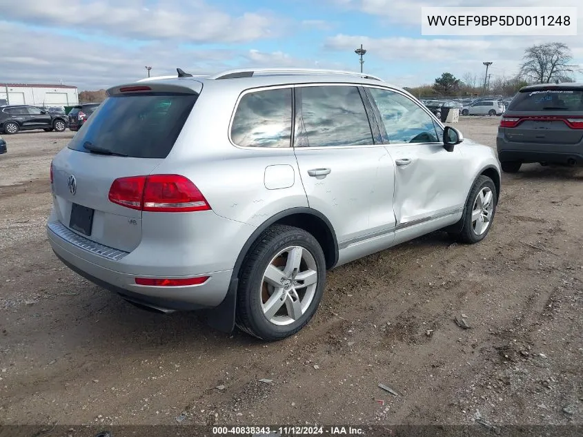 2013 Volkswagen Touareg Vr6 Lux VIN: WVGEF9BP5DD011248 Lot: 40838343