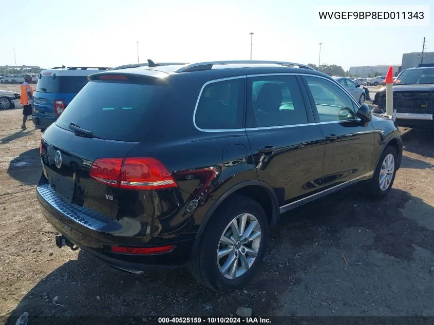 2014 Volkswagen Touareg 3.6L Sport VIN: WVGEF9BP8ED011343 Lot: 40525159