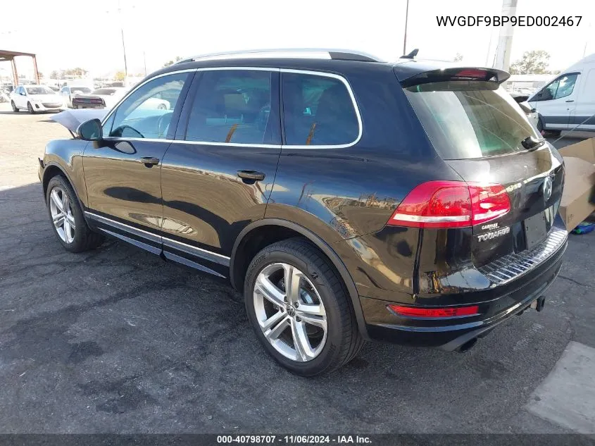 2014 Volkswagen Touareg 3.6L R-Line VIN: WVGDF9BP9ED002467 Lot: 40798707