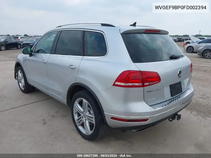 2015 Volkswagen Touareg V6 Executive VIN: WVGEF9BP0FD002394 Lot: 39537295