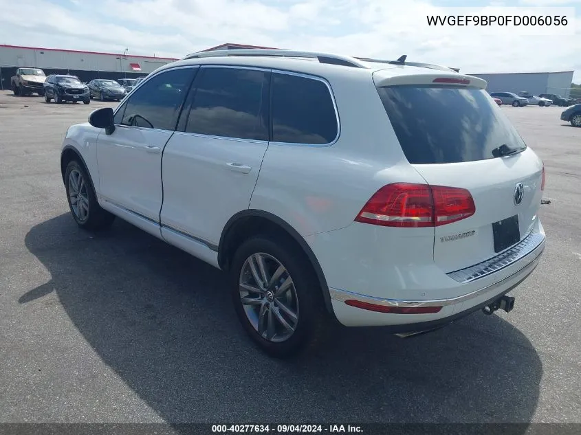 2015 Volkswagen Touareg V6 Lux VIN: WVGEF9BP0FD006056 Lot: 40277634