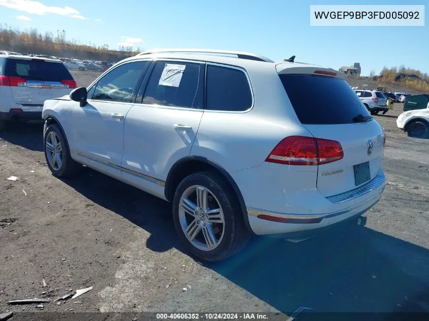 2015 Volkswagen Touareg Tdi Executive VIN: WVGEP9BP3FD005092 Lot: 40606352