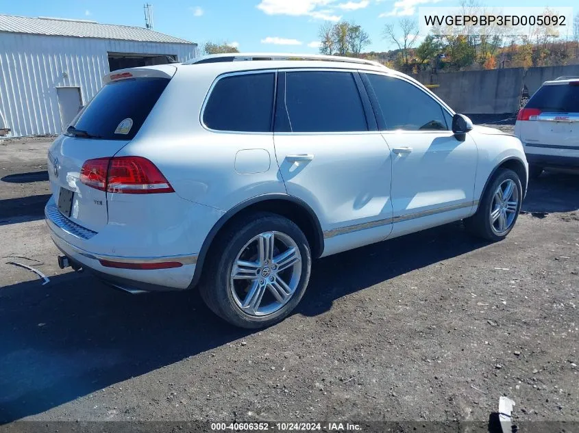 2015 Volkswagen Touareg Tdi Executive VIN: WVGEP9BP3FD005092 Lot: 40606352