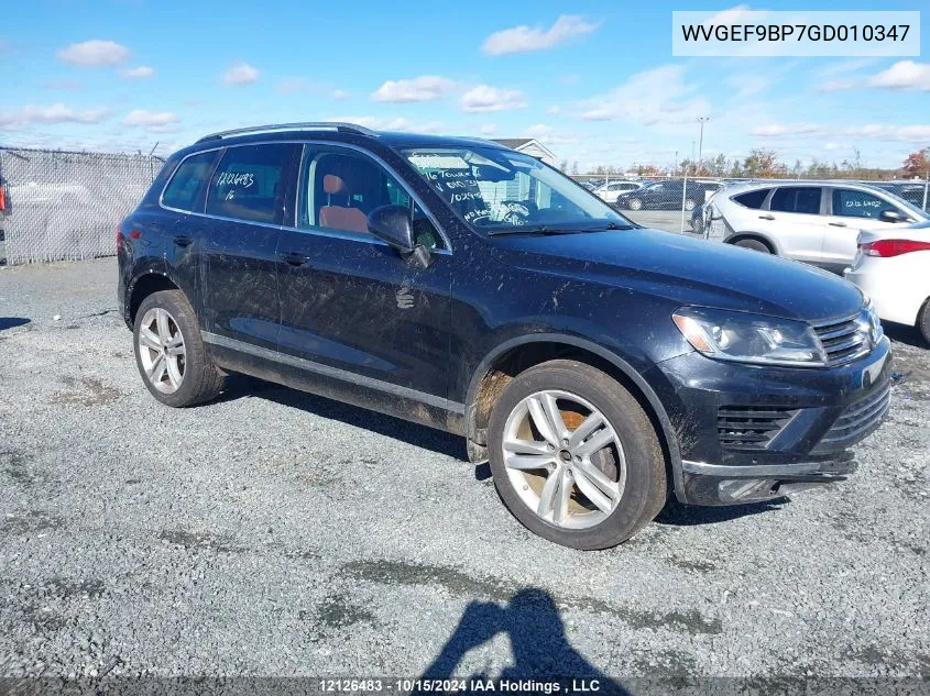 2016 Volkswagen Touareg VIN: WVGEF9BP7GD010347 Lot: 12126483