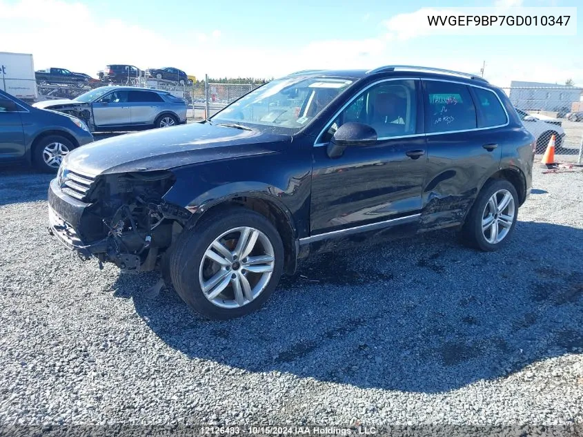 2016 Volkswagen Touareg VIN: WVGEF9BP7GD010347 Lot: 12126483