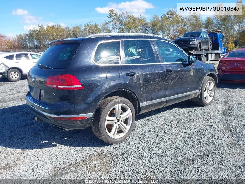 2016 Volkswagen Touareg VIN: WVGEF9BP7GD010347 Lot: 12126483