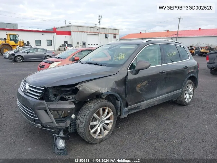 2016 Volkswagen Touareg VIN: WVGEP9BP3GD002520 Lot: 12150881