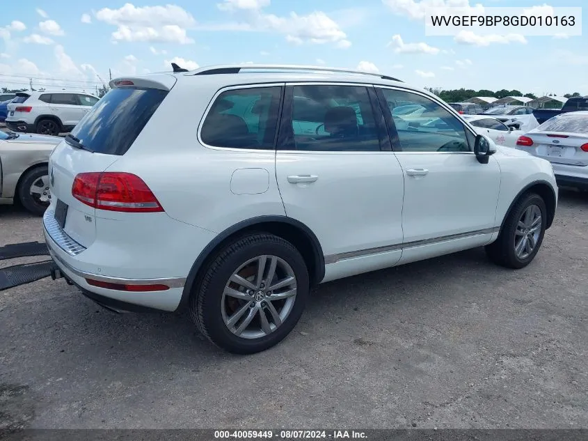 2016 Volkswagen Touareg Vr6 Lux VIN: WVGEF9BP8GD010163 Lot: 40059449