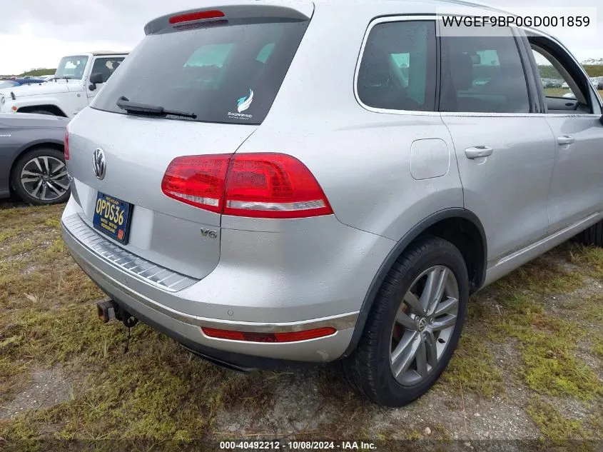 2016 Volkswagen Touareg Sport/Lux/Executive VIN: WVGEF9BP0GD001859 Lot: 40492212