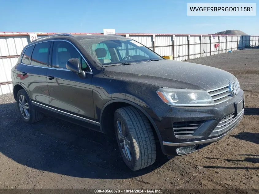 2016 Volkswagen Touareg Vr6 Lux VIN: WVGEF9BP9GD011581 Lot: 40568373