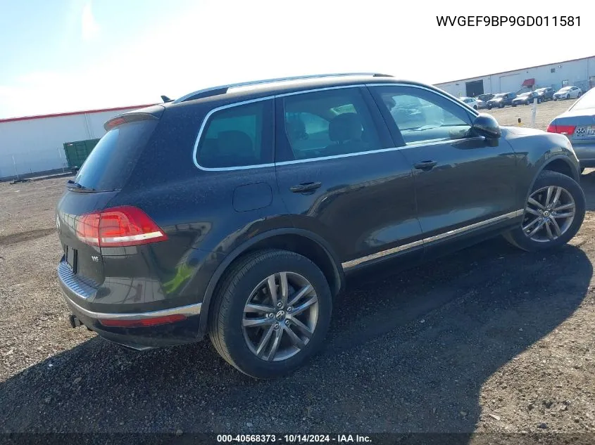 2016 Volkswagen Touareg Vr6 Lux VIN: WVGEF9BP9GD011581 Lot: 40568373