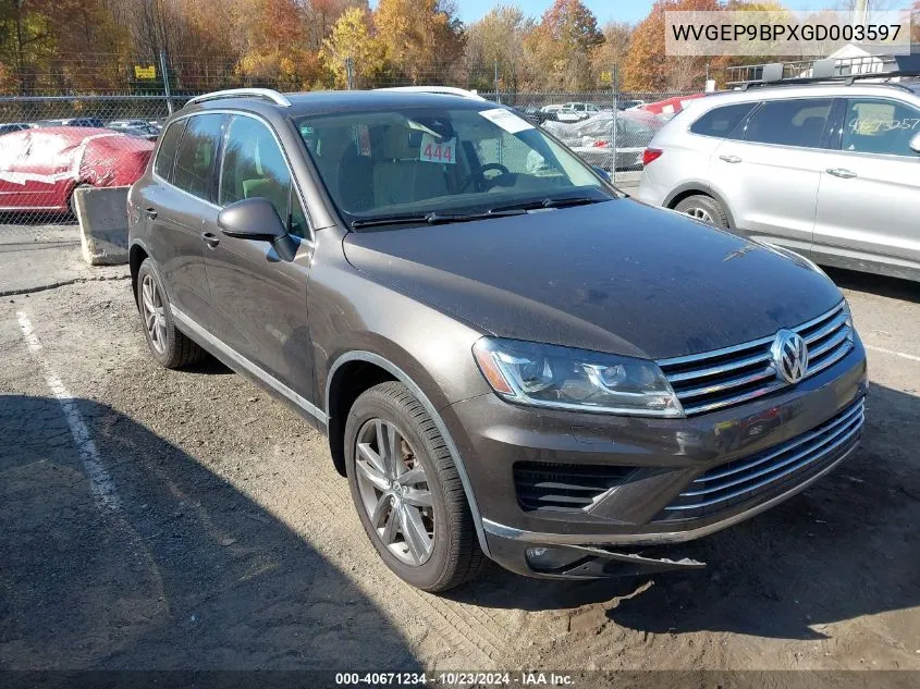 2016 Volkswagen Touareg Tdi Lux VIN: WVGEP9BPXGD003597 Lot: 40671234