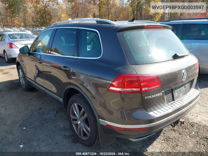 2016 Volkswagen Touareg Tdi Lux VIN: WVGEP9BPXGD003597 Lot: 40671234