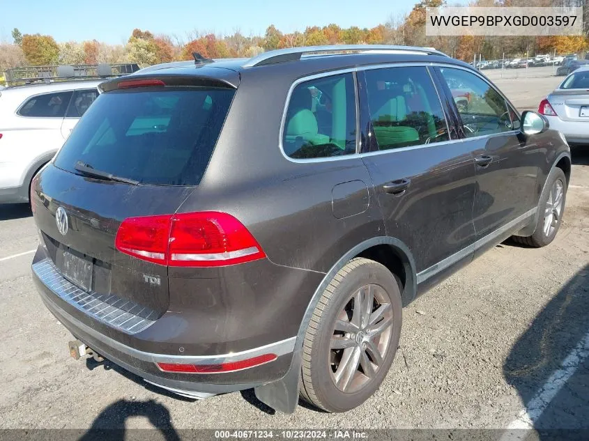 2016 Volkswagen Touareg Tdi Lux VIN: WVGEP9BPXGD003597 Lot: 40671234