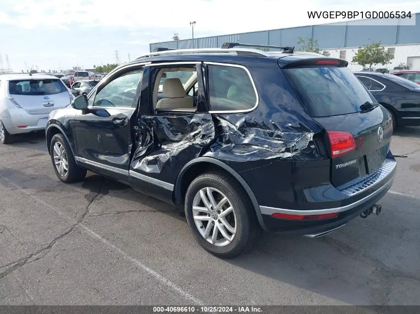 2016 Volkswagen Touareg Tdi Sport W/Technology VIN: WVGEP9BP1GD006534 Lot: 40696610