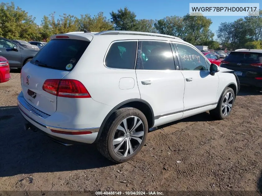 2017 Volkswagen Touareg V6 Wolfsburg Edition VIN: WVGRF7BP7HD004717 Lot: 40488149