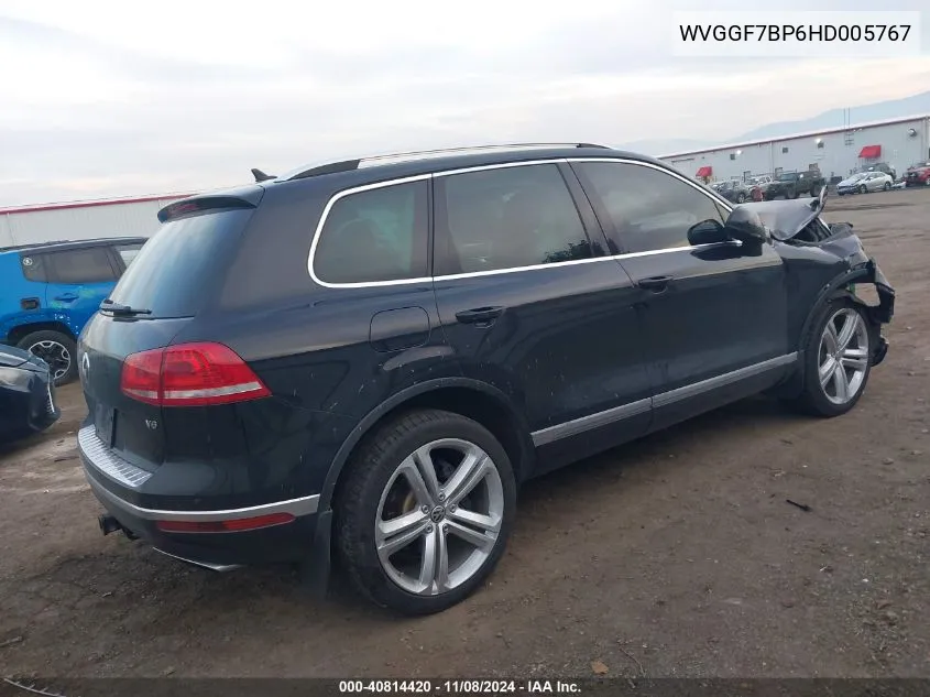 2017 Volkswagen Touareg V6 Executive VIN: WVGGF7BP6HD005767 Lot: 40814420