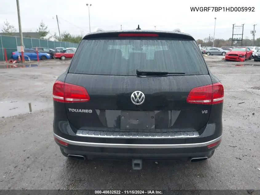 2017 Volkswagen Touareg V6 Wolfsburg Edition VIN: WVGRF7BP1HD005992 Lot: 40832522