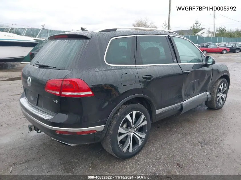 2017 Volkswagen Touareg V6 Wolfsburg Edition VIN: WVGRF7BP1HD005992 Lot: 40832522