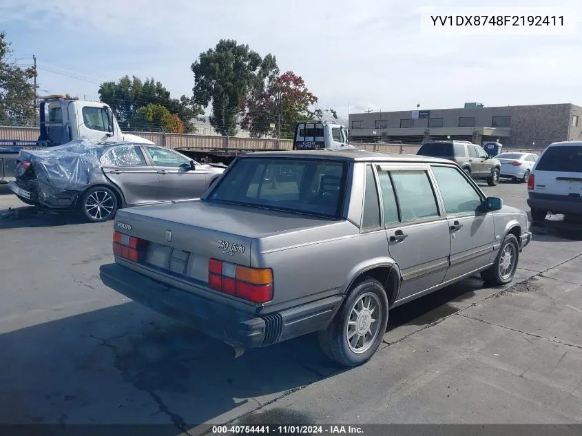 1985 Volvo 740 / 760 VIN: YV1DX8748F2192411 Lot: 40754441